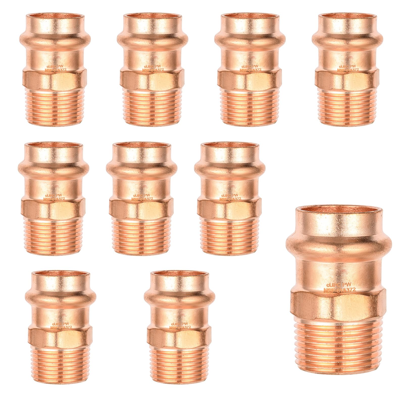 10 adaptadores NPT macho EFIELD de 3/4 pulgadas x 1.9 cm | Para conexión de tubo de cobre, LBP Design-PRESS043 (10)