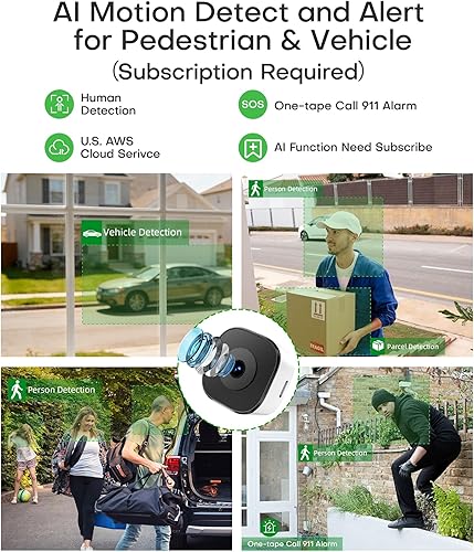 Miniatura 4 de Cámara de ventana de 3 MP 2K para seguridad en el hogar, alerta de detección humana WiFi de 5 Ghz y 2.4 GHz, visión nocturna a todo