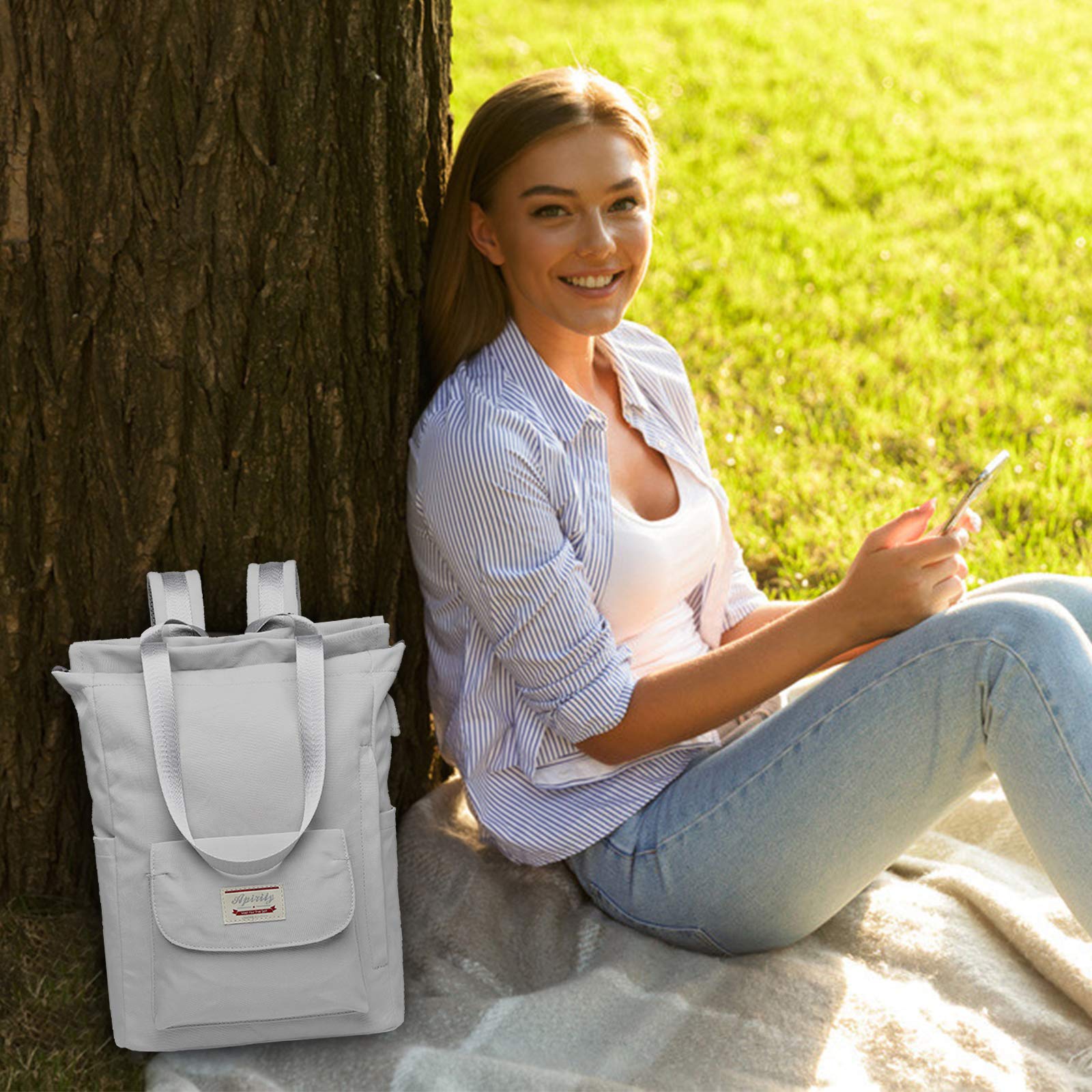 FANDARE Unisex Zaino Casual Borse a Tracoll con Caricatore USB Cinghia per Bagagli Borsa da Scuola Zainetto per 15.6 inch Laptop Backpack Scuola Viaggio Alunno Zaini Durevole Poliestere Grigio