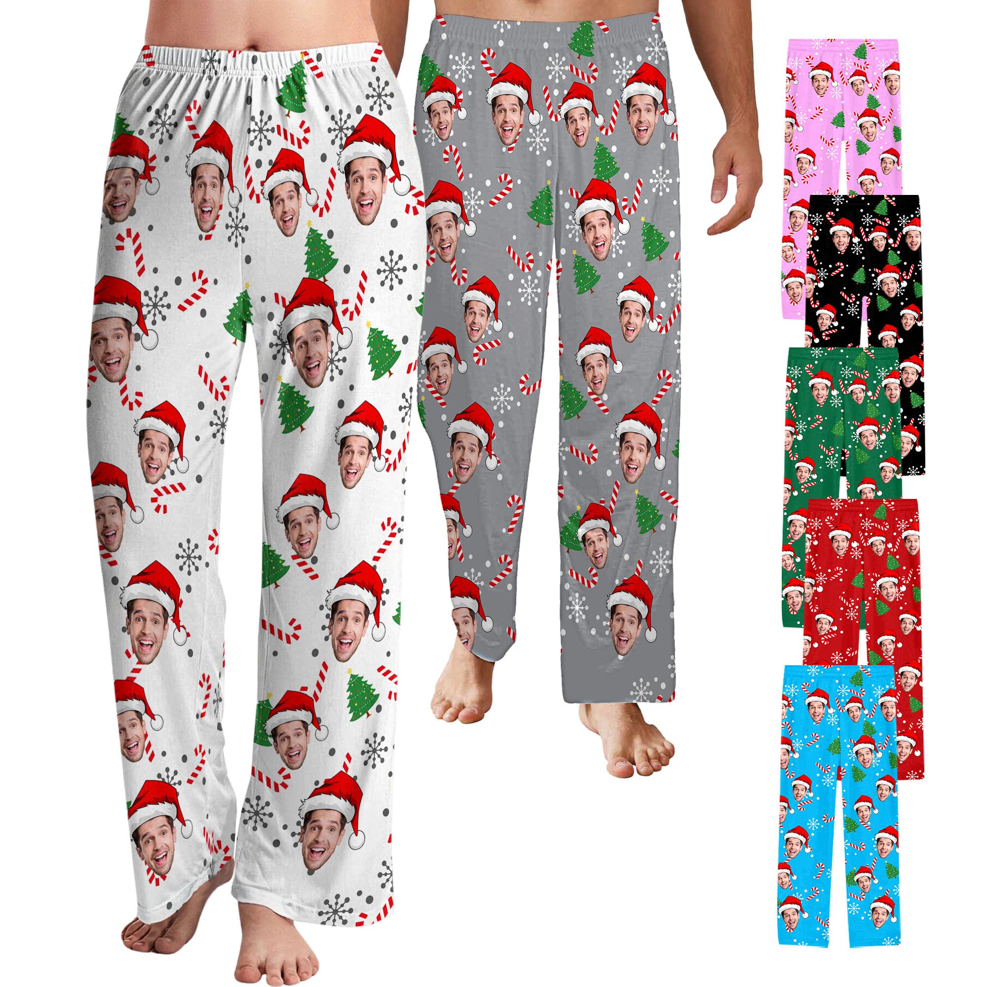 Artsadd Personalized Pajama Pants for Men Women Custom Family Pet Photo Pj Pants Bottoms Christmas Gifts