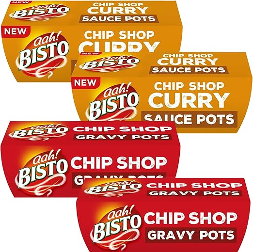 Bisto Chip Shop Curry Sauce Pots (4 x 90g) With Bisto Gravy Pots (4 x
