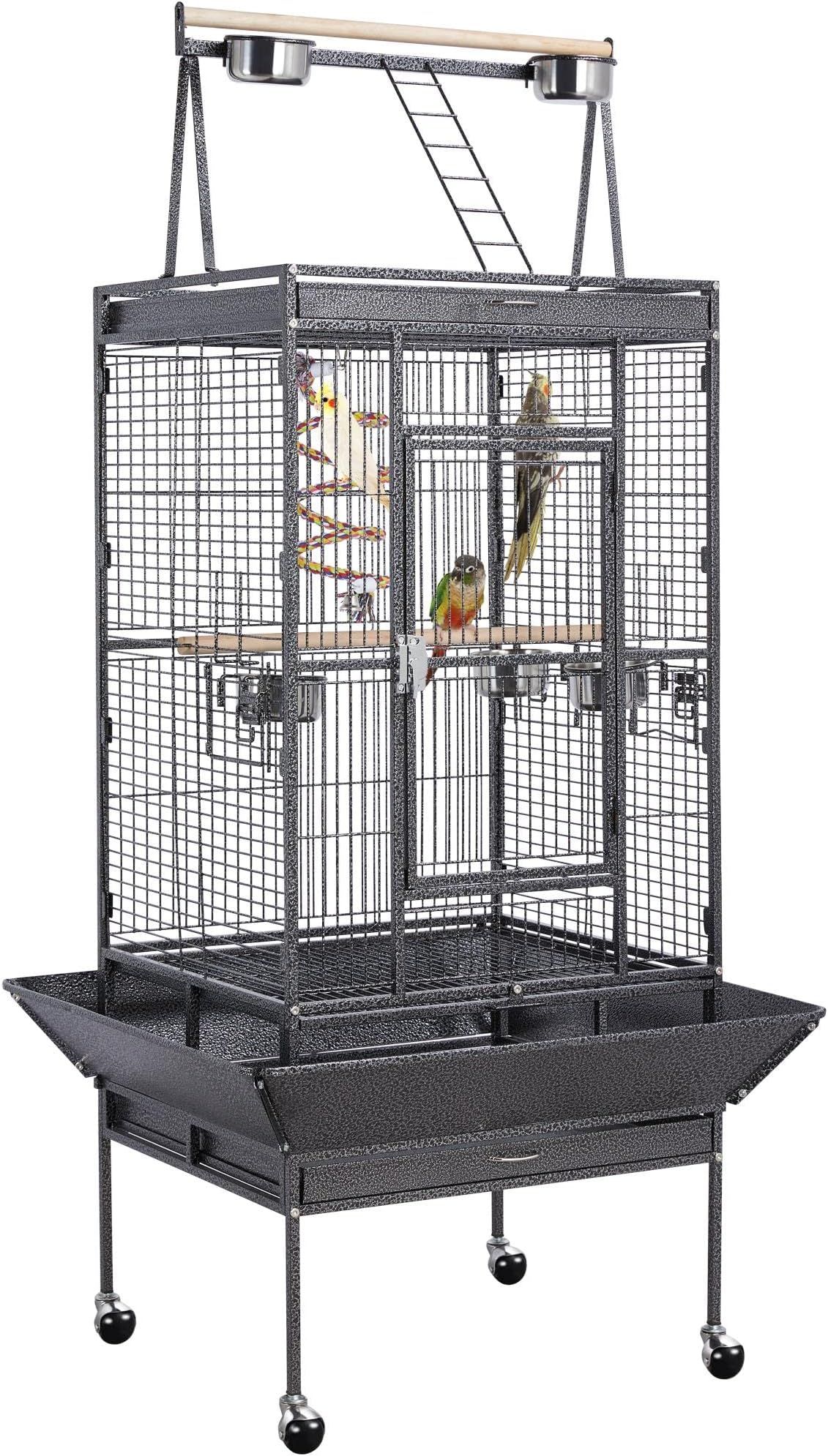 Yaheetech 174cm Bird Cage Metal Large Parrot Cage Play Top Budgie Cage
