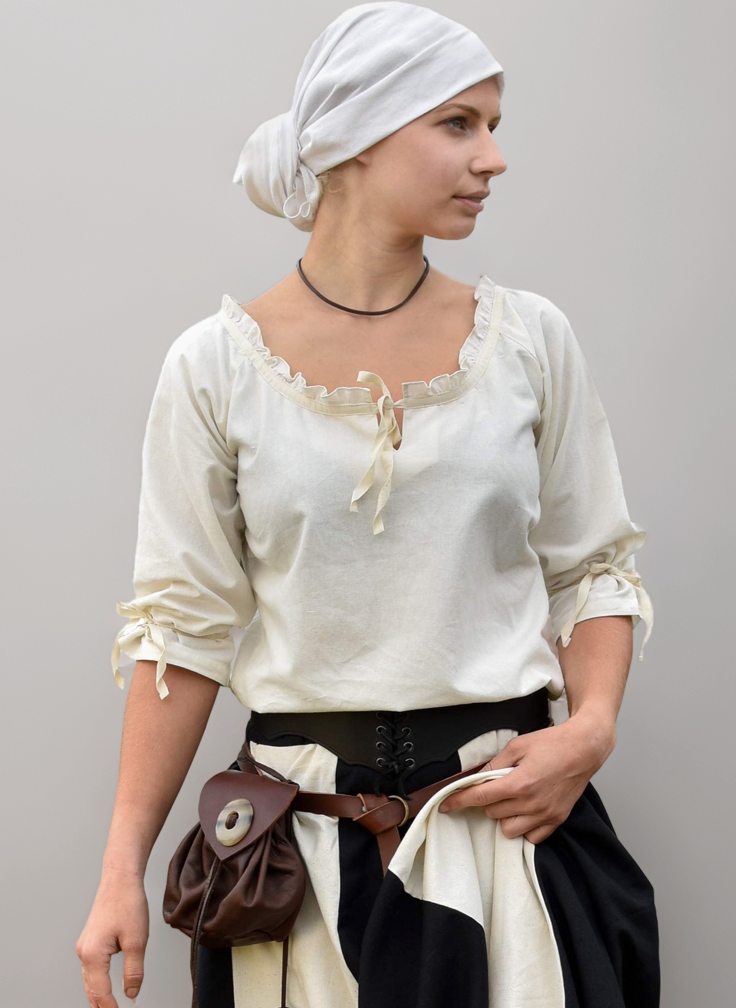 – Birga - Ladies Medieval Blouse with 3/4 Length Sleeves - Medieval Clothing - Cotton and Sizes