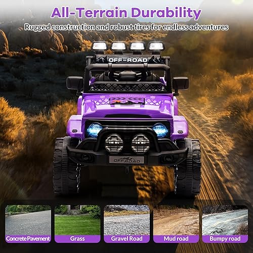 Miniatura 6 de GarveeLife Auto de paseo para niños de 12 V, juguete para niños de 37 a 96 meses, camión eléctrico con velocidad máxima de 5 MPH, control remoto,