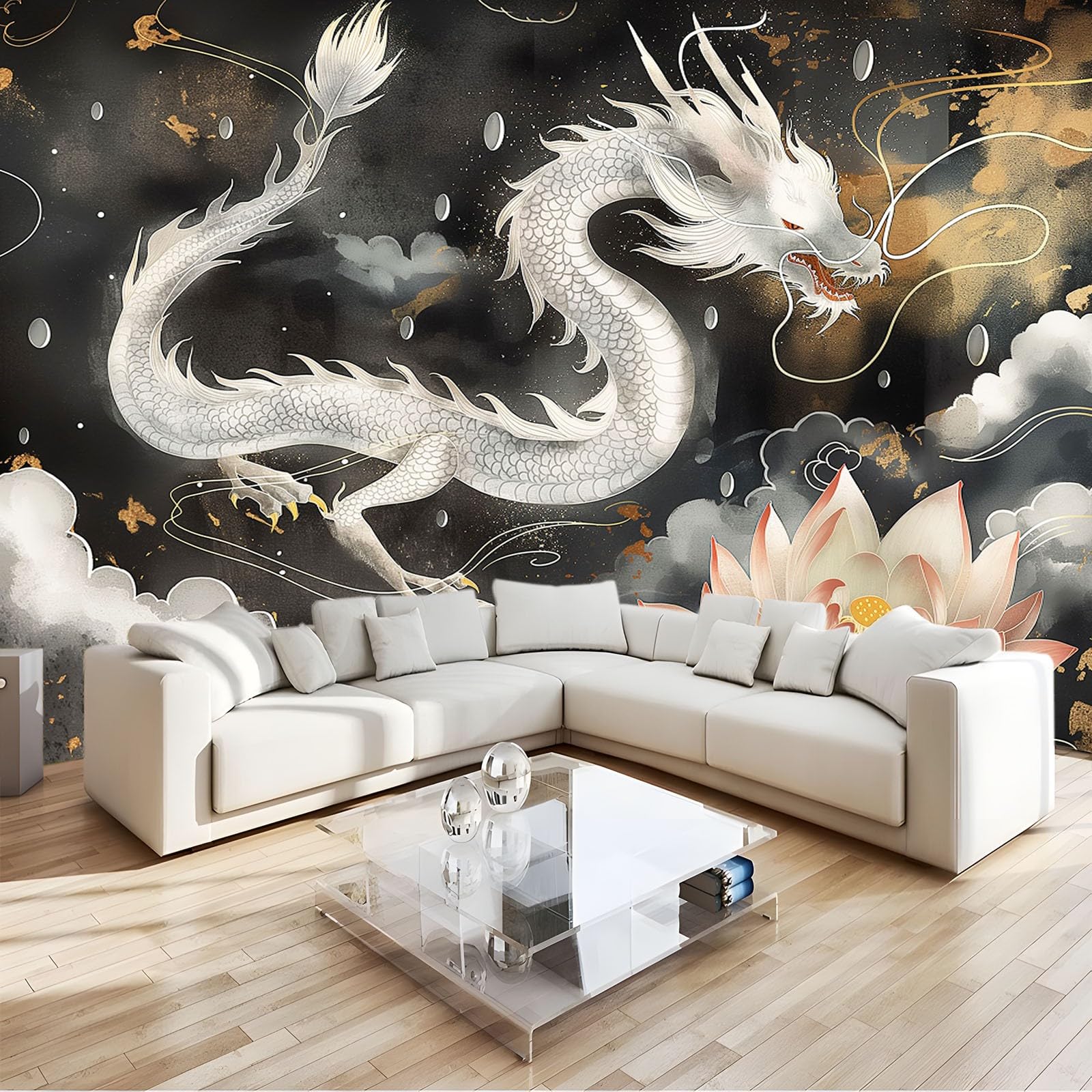 Papier peint 300x210 cm salon chambre tapisserie photo 3D dragon