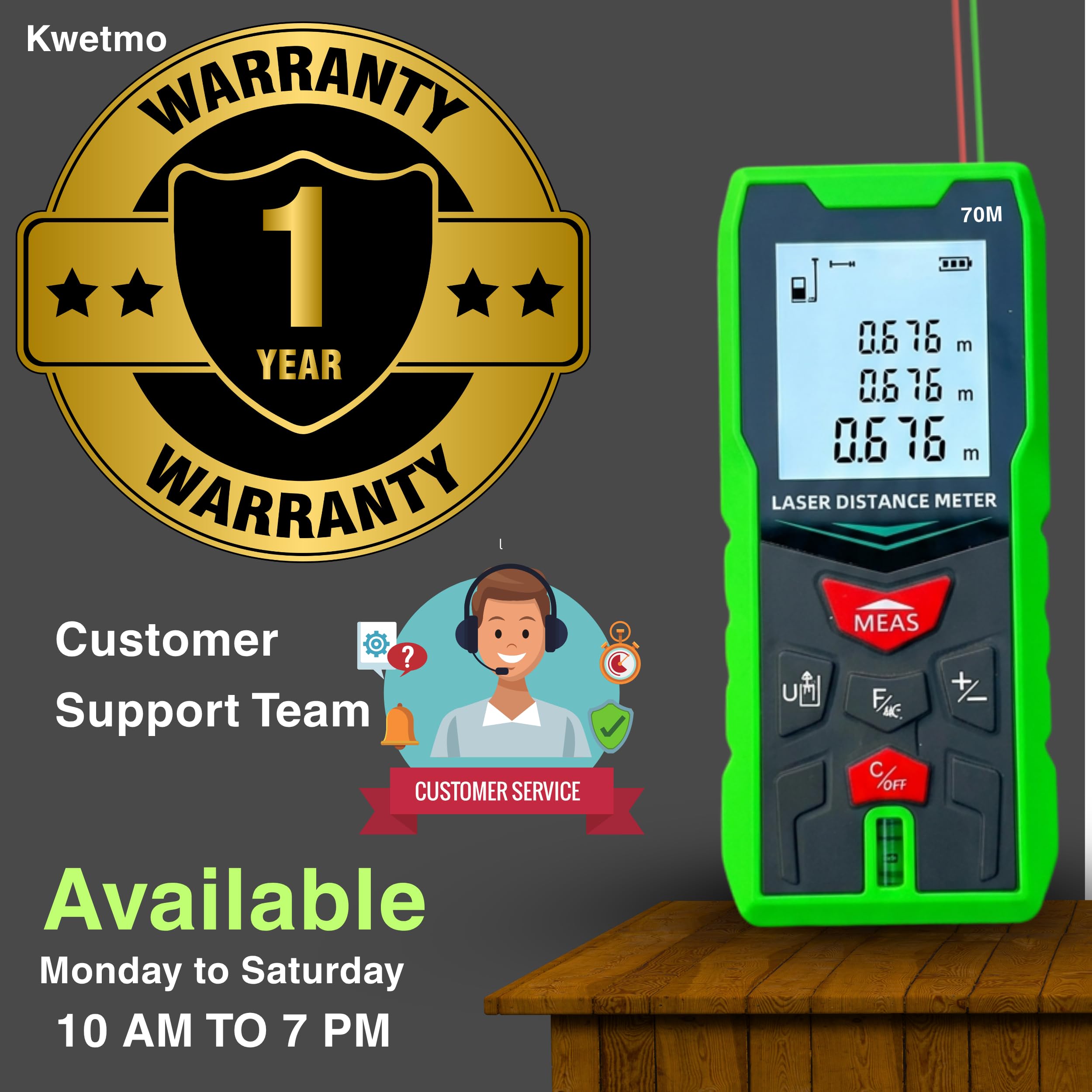 Kwetmo Laser Distance Meter - 70M, Digital Measuring Tape -6 Kwetmo Laser Distance Meter - 70M, Digital Measuring Tape -6