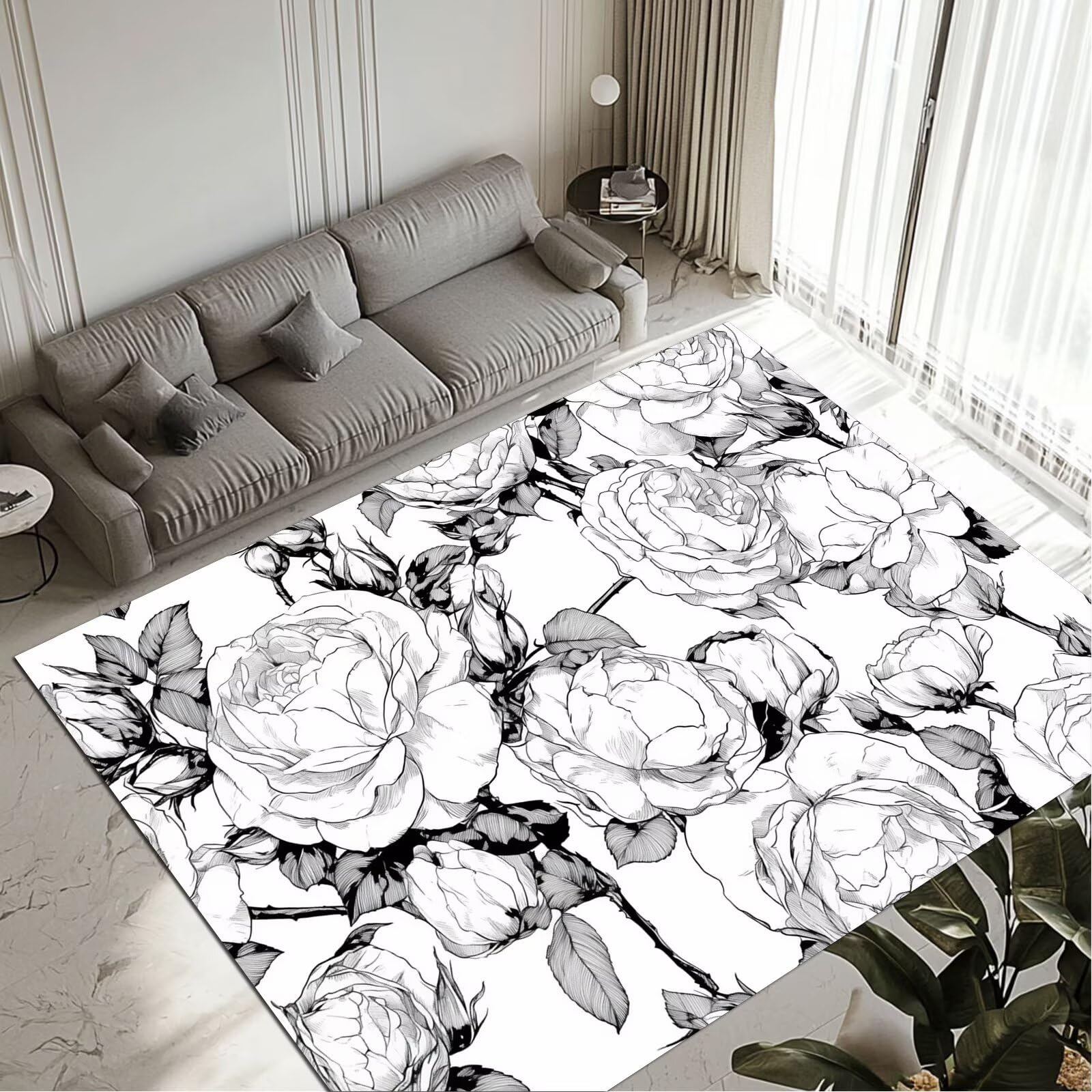 Tapis Flower grand tapis salon chambre 120x170cm lavable et imperméable