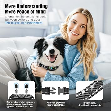 Bark Collar for Small Medium Large Dogs with 5 Training Modes, Black