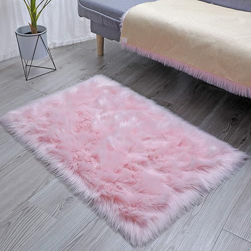 HLZHOU - Alfombra suave de piel de oveja sintética, funda de silla, cojín de asiento de piel mullida, alfombra decorativa antideslizante para