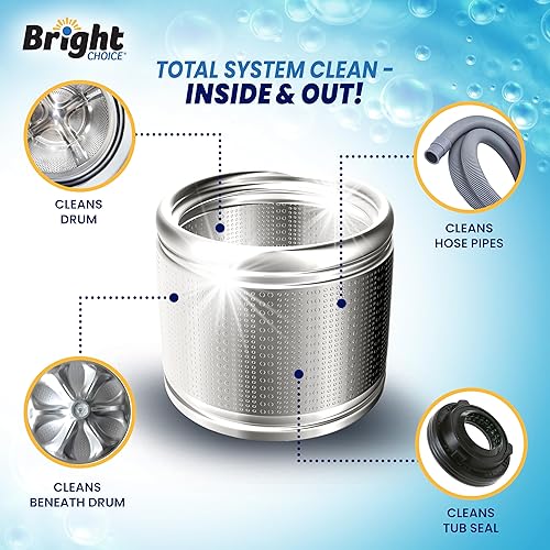 Miniatura 7 de Paquete de 24 pastillas limpiadoras para lavadora, tabletas de limpieza profunda para carga frontal y superior, funciona con lavadoras HE, elimina