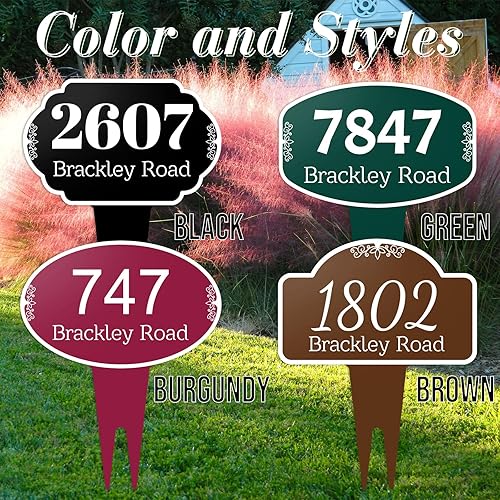 Miniatura 3 de Letrero personalizado de dirección de casa para patio, placa de dirección personalizada de metal para jardín al aire libre, estilo cuadrado, color
