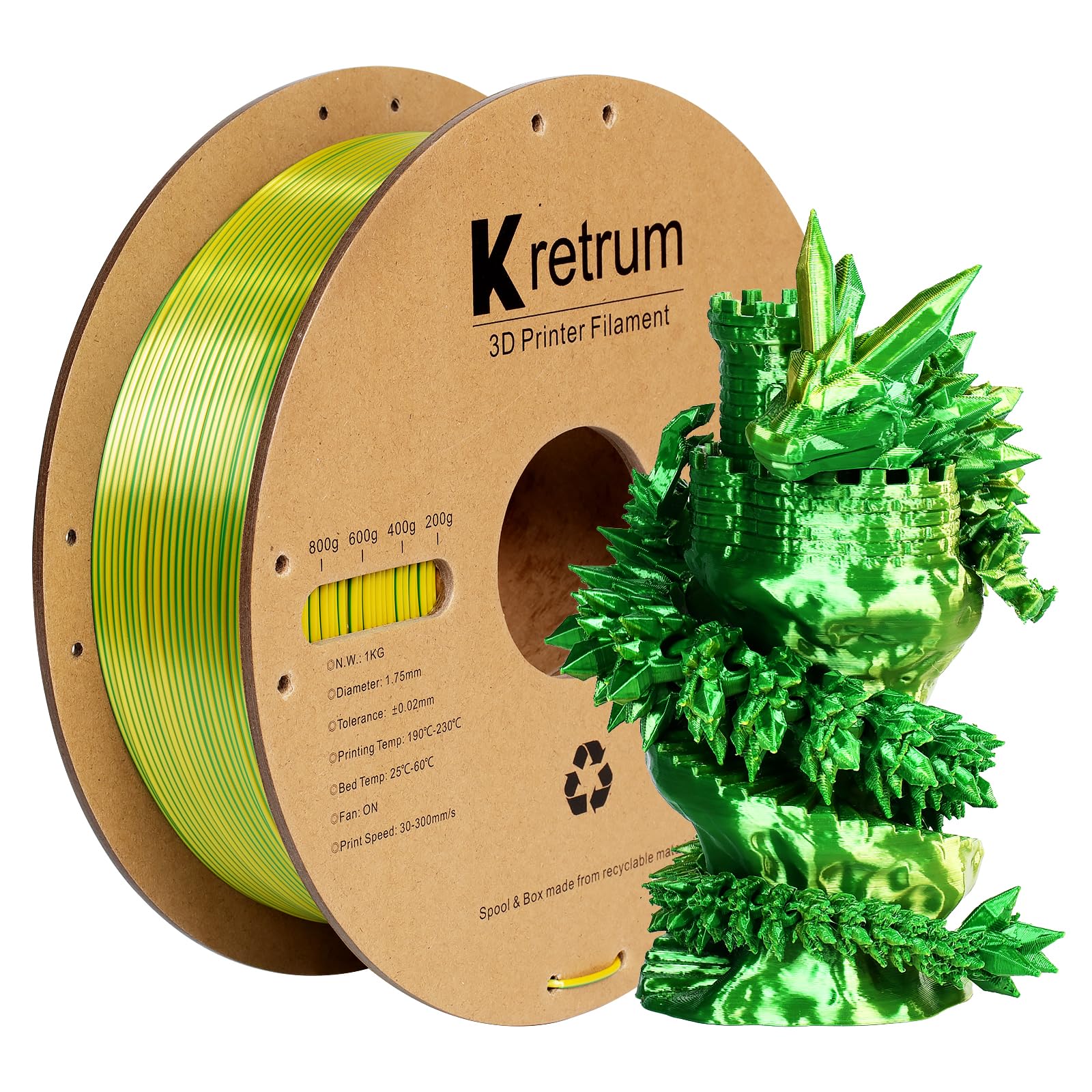Kretrum Dual Color 3D Printer Filament - 4 Spools -9 Kretrum Dual Color 3D Printer Filament - 4 Spools -9