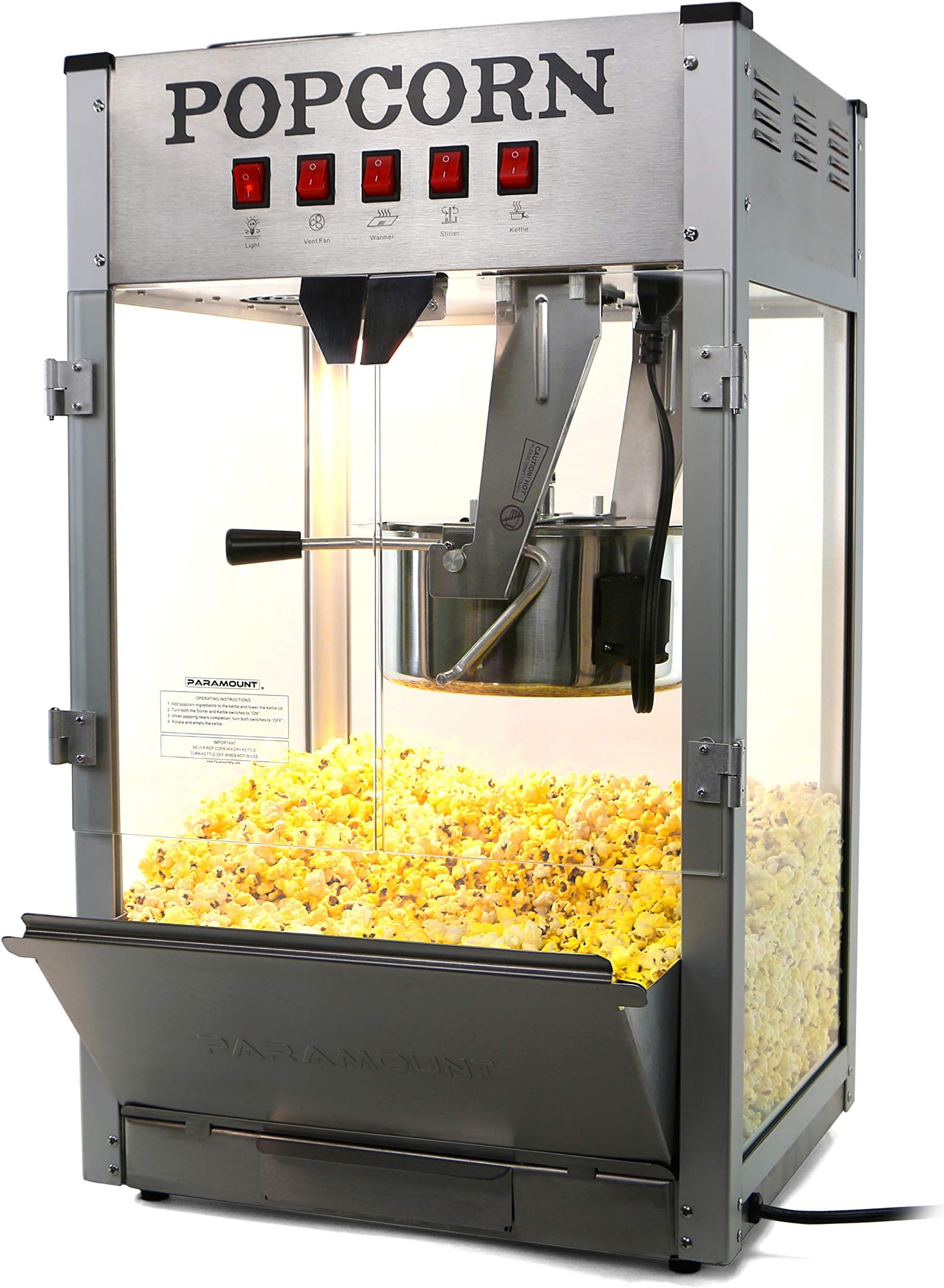Paramount 16oz Popcorn Maker Machine - New 16 oz Hot Oil Commercial Popper [Color: Silver]