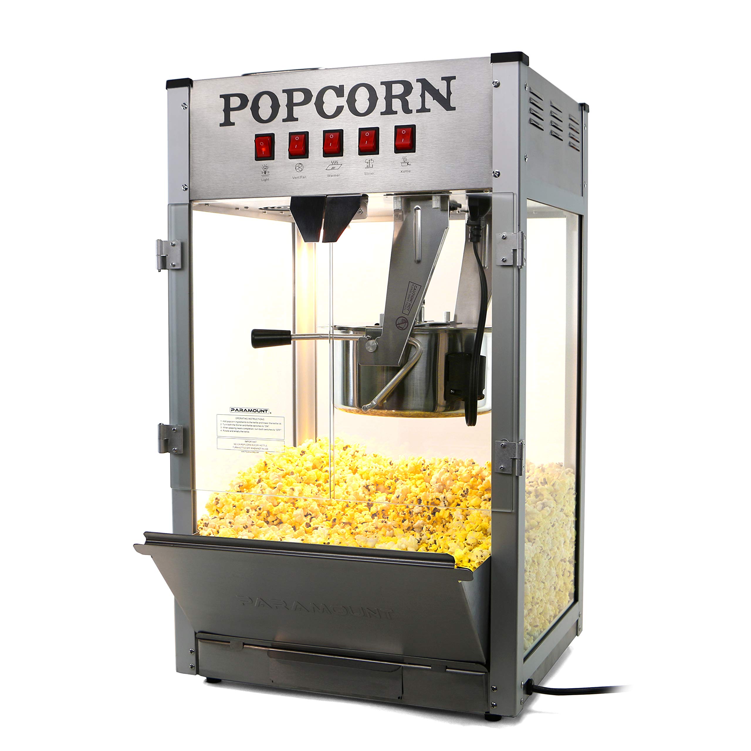 Paramount 16oz Popcorn Maker Machine - New 16 oz Hot Oil Commercial Popper [Color: Silver]