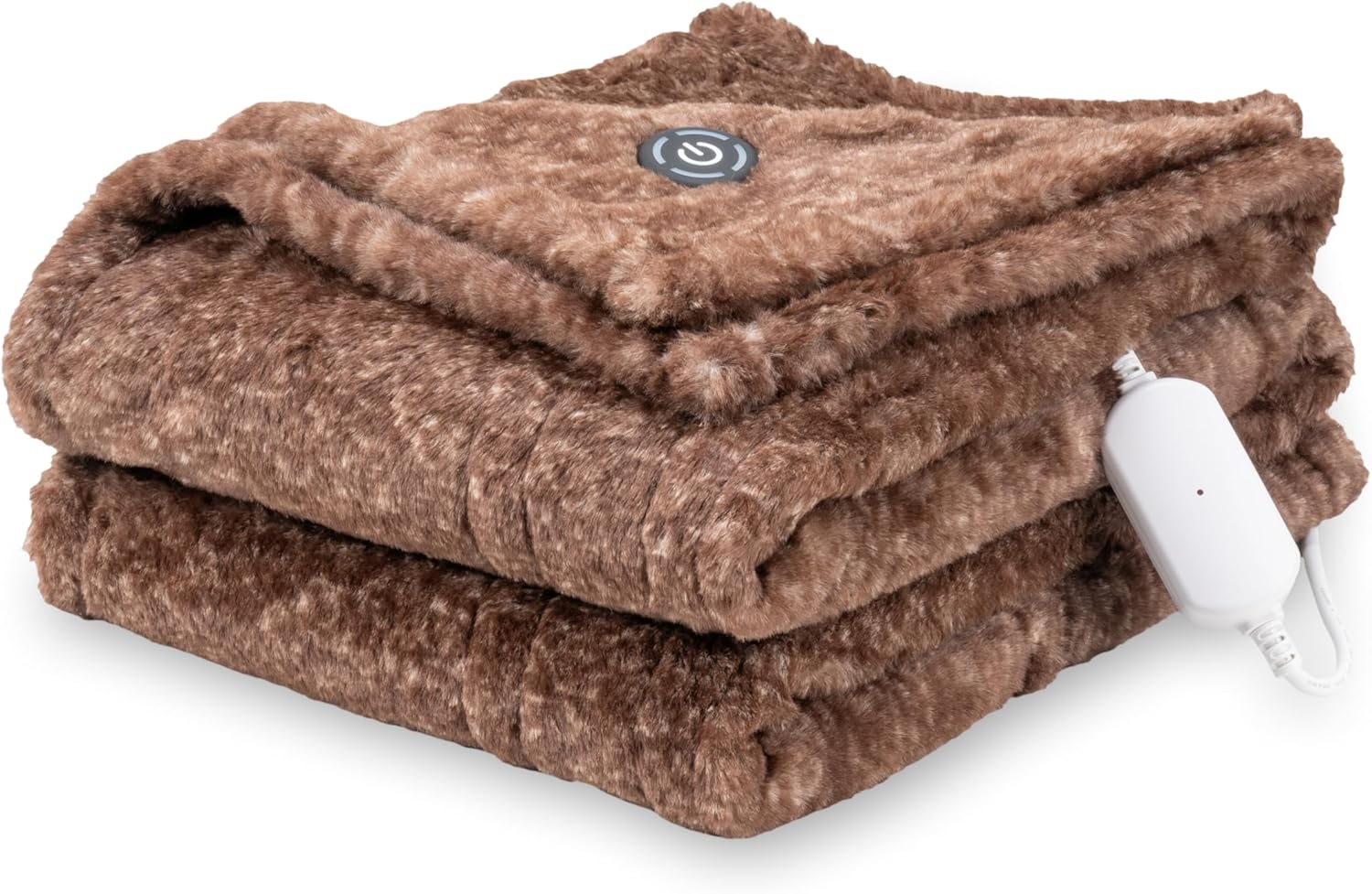 Berkshire Blanket Heated Throw Blanket, Grace Fur to Loftmink Reversible Electric Throw with 4 Heat Levels, Fast Heating Printed Throw for Couch and Bed, Auto Shut-Off Feature (50"x60")