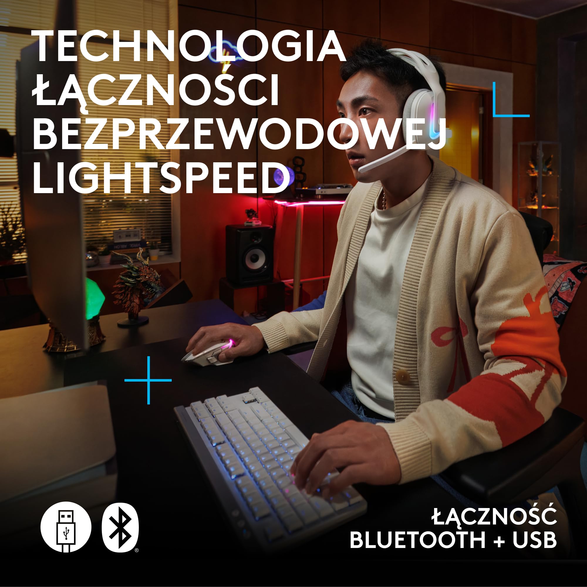 Logitech G G522 bezprzewodowy zestaw słuchawkowy do gier i bezprzewodowa mysz do gier G502 X PLUS–zestaw myszy i słuchawek LIGHTSPEED z podświetleniem RGB LIGHTSYNC – kompatybilne z PC/Windows-Biały