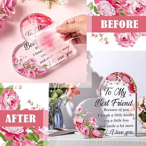 Miniatura 2 de Yinder Regalos de Navidad para mejores amigos, decoración de mesa de amistad de corazón acrílico, recuerdo y pisapapeles, regalos de larga distancia