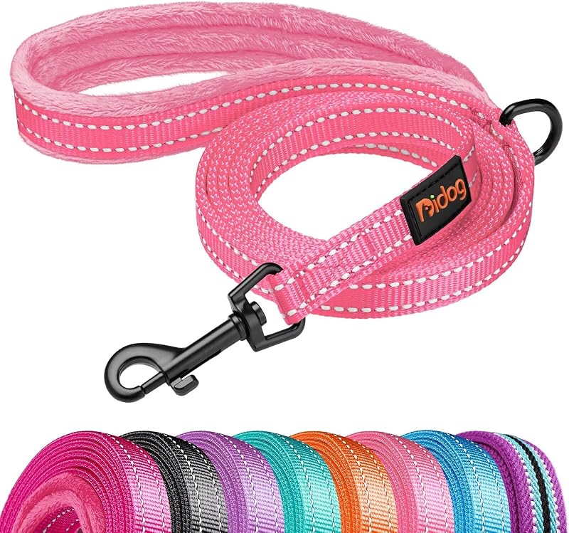 6FT Reflective Dog Leash for Small Medium Dogs, Slim 5/8" Width, Pink | Soft Padded Handle, Plush Comfort Grip, Tangle-Free, 360° Swivel Clasp for Daily Walking and Training, Night Safety