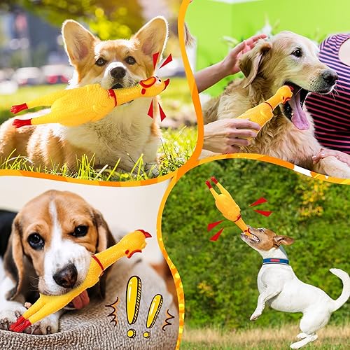 Miniatura 5 de 60 piezas de 12 pulgadas de goma duradera de pollo amarillo gritando pollo grande novedoso juguete de pollo para apretar pollo chirriante juguete