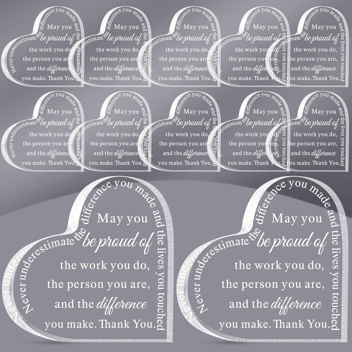 Geelin 12 Pcs Coworker Employee Appreciation Gift Thank You May You Be Proud Retirement Plaque Gift Inspirational Acrylic Trophy Award for Teacher Volunteer Colleague Keepsake(Classic)
