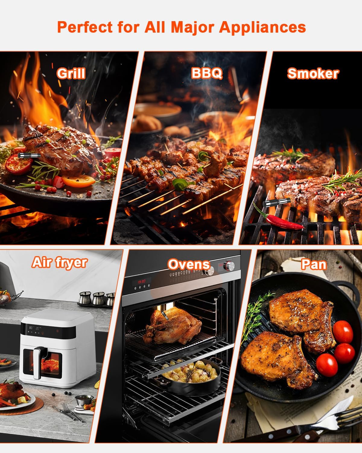 Thermomètre à viande sans fil avec contrôle intelligent par
