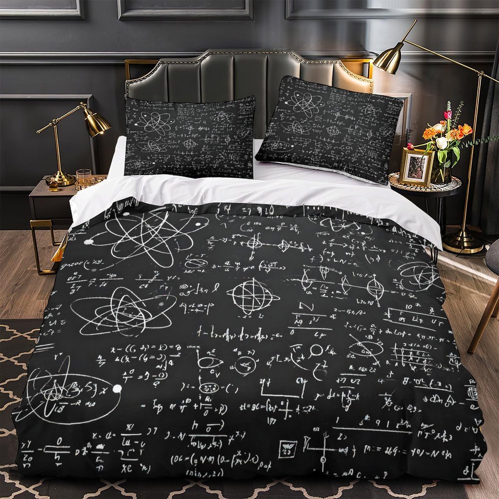 Housse de couette mathématiques pour chambre d'ado studieuse 140x200cm
