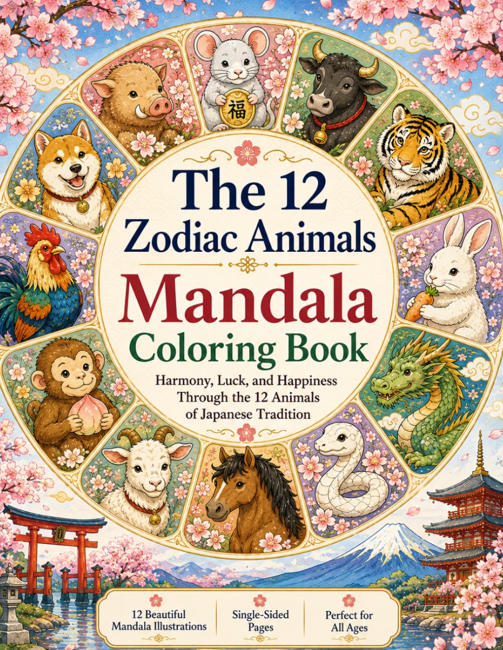 The 12 Zodiac Animals: Japanese Zodiac Mandala Coloring Book