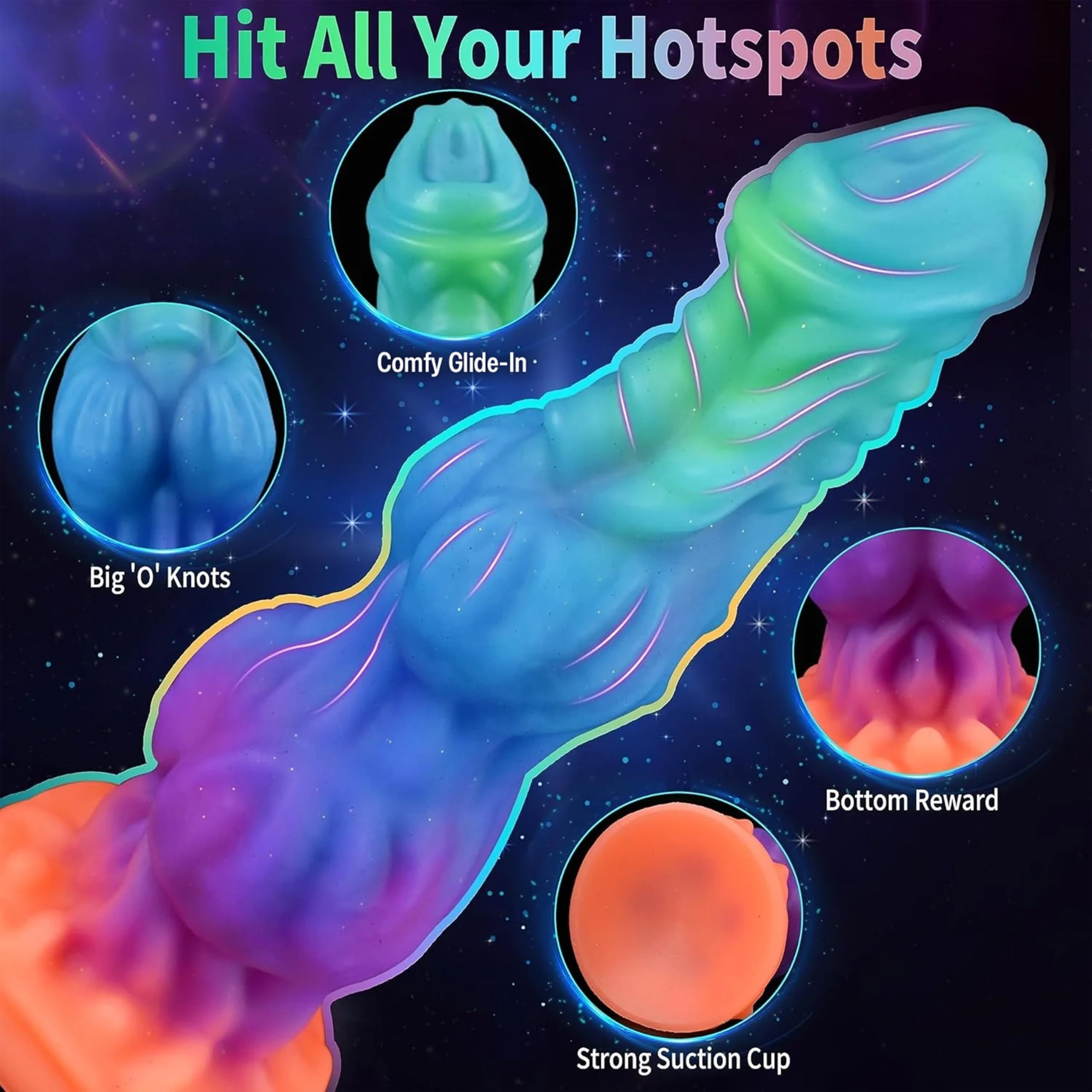 10" Monster Dildo with Knot Fantasy Horse Dildos Big Knots Huge Dragon Dong Thick Anal with Strong Suction Cup, Dog Knotted Penis for Women Sex Anal Toys for Men Gay Adult Toys for Women Men: Vibrant 2 Knots