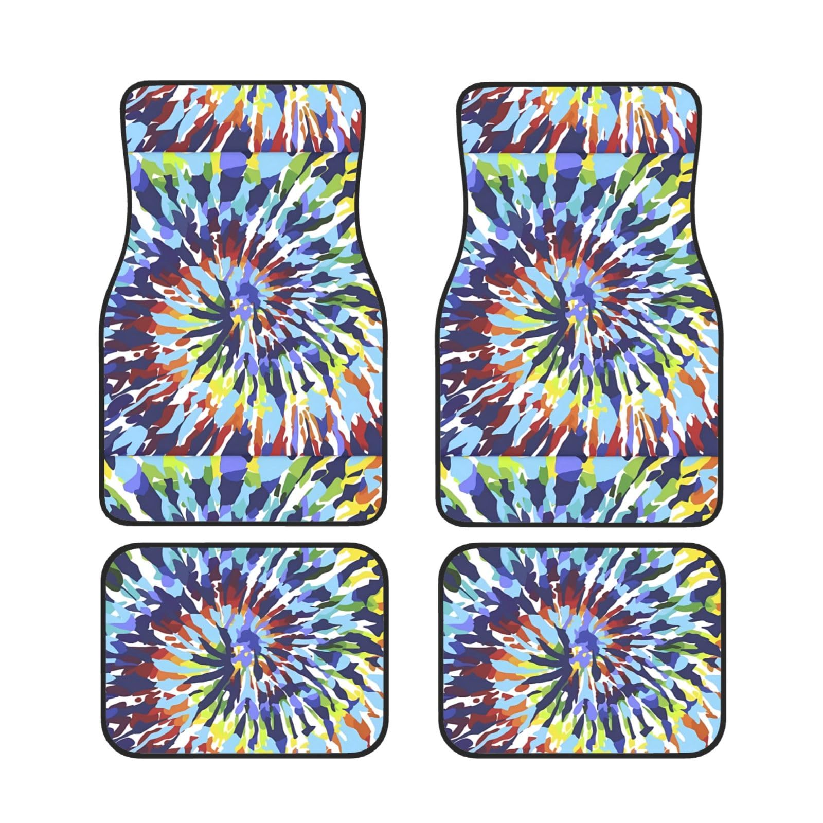 Alfombrillas de coche tie-dye psicodélico que evitan resbalones 7