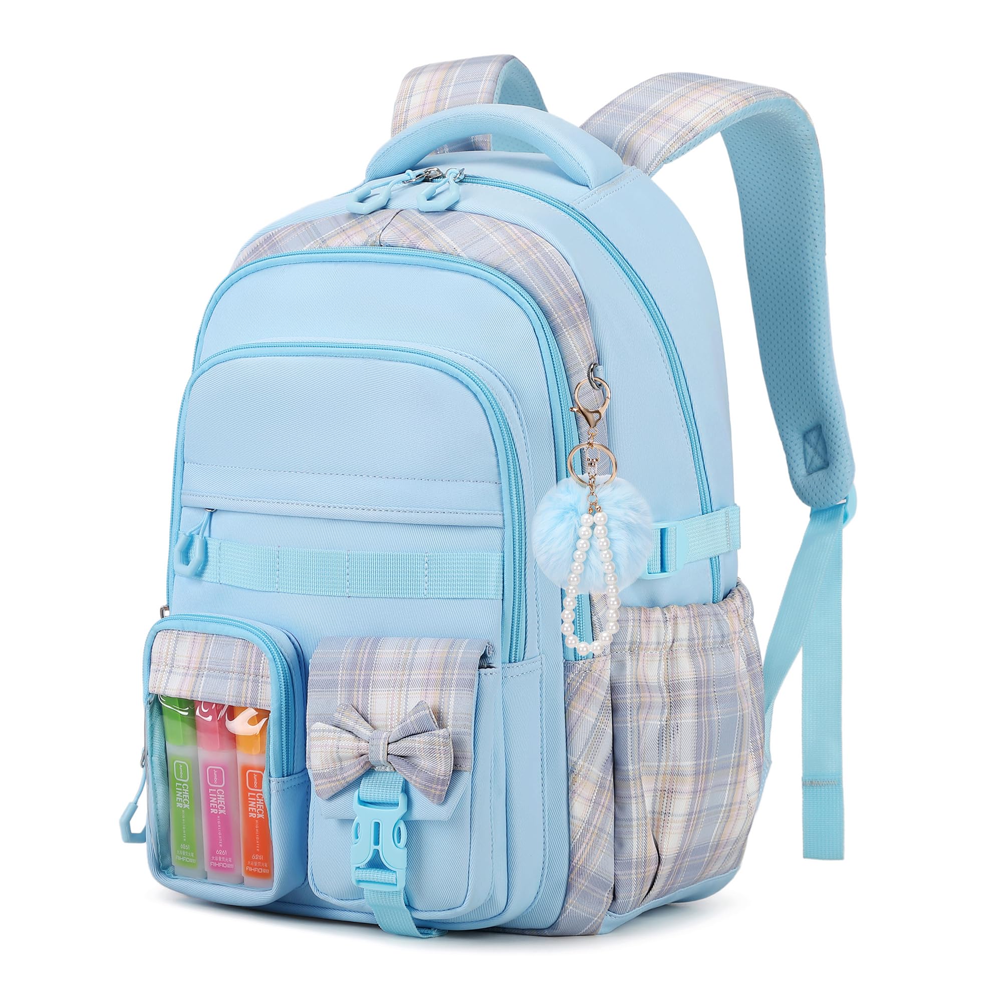 Sisipoet Schulrucksack Mädchen Teenager, Wasserdichter Schultasche Mädchen für die 3.-7. Klasse mit Schleife, Lässiger Schulranzen & Leichter Rucksack Mädchen für Schule Reisen