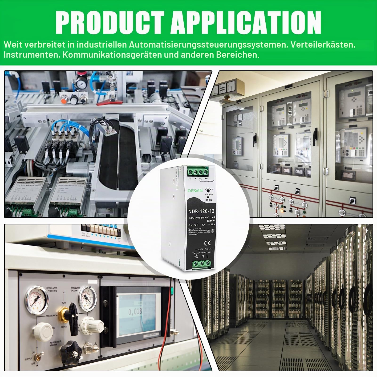 120W 10A 12V Netzteil Hutschiene, Din Rail Power Supply mit Überspannungs, Überlast, Kurzschlussschutz usw. Eingang AC 100-240V 2.6A, Ausgang DC 12V 10A