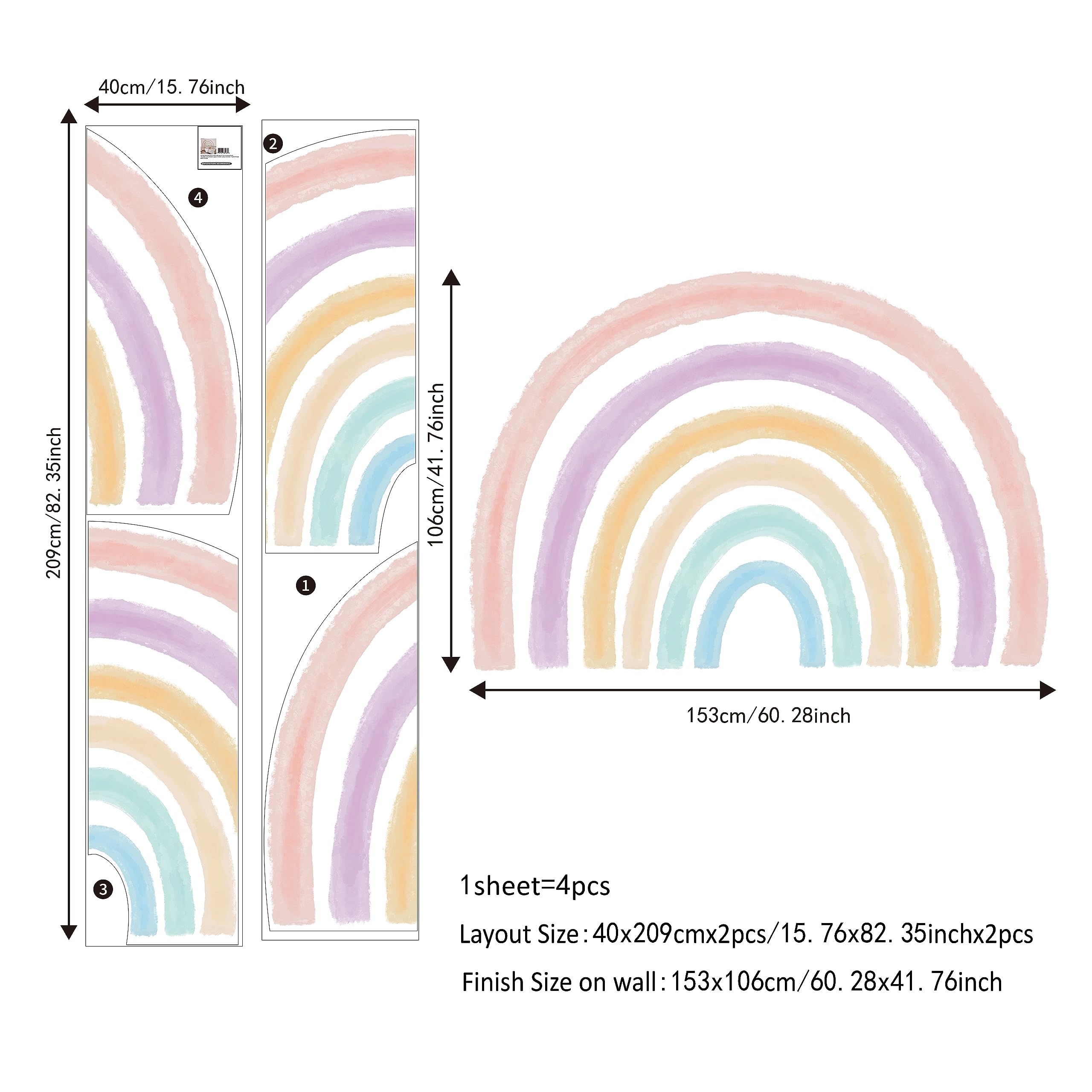 Papier Peint Arc-en-ciel | Aquarelle Multi-color
