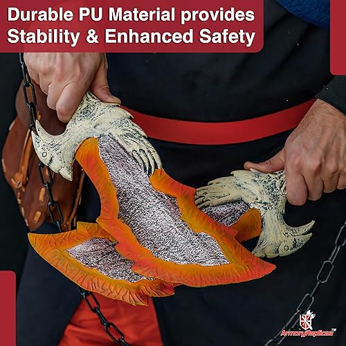 Miniatura 5 de Armory Replicas - Daga y hachas de hoja gemela de Gods of War - Juego de espada Kratos de hoja gemela y disfraz de hacha Leviatán para cosplay