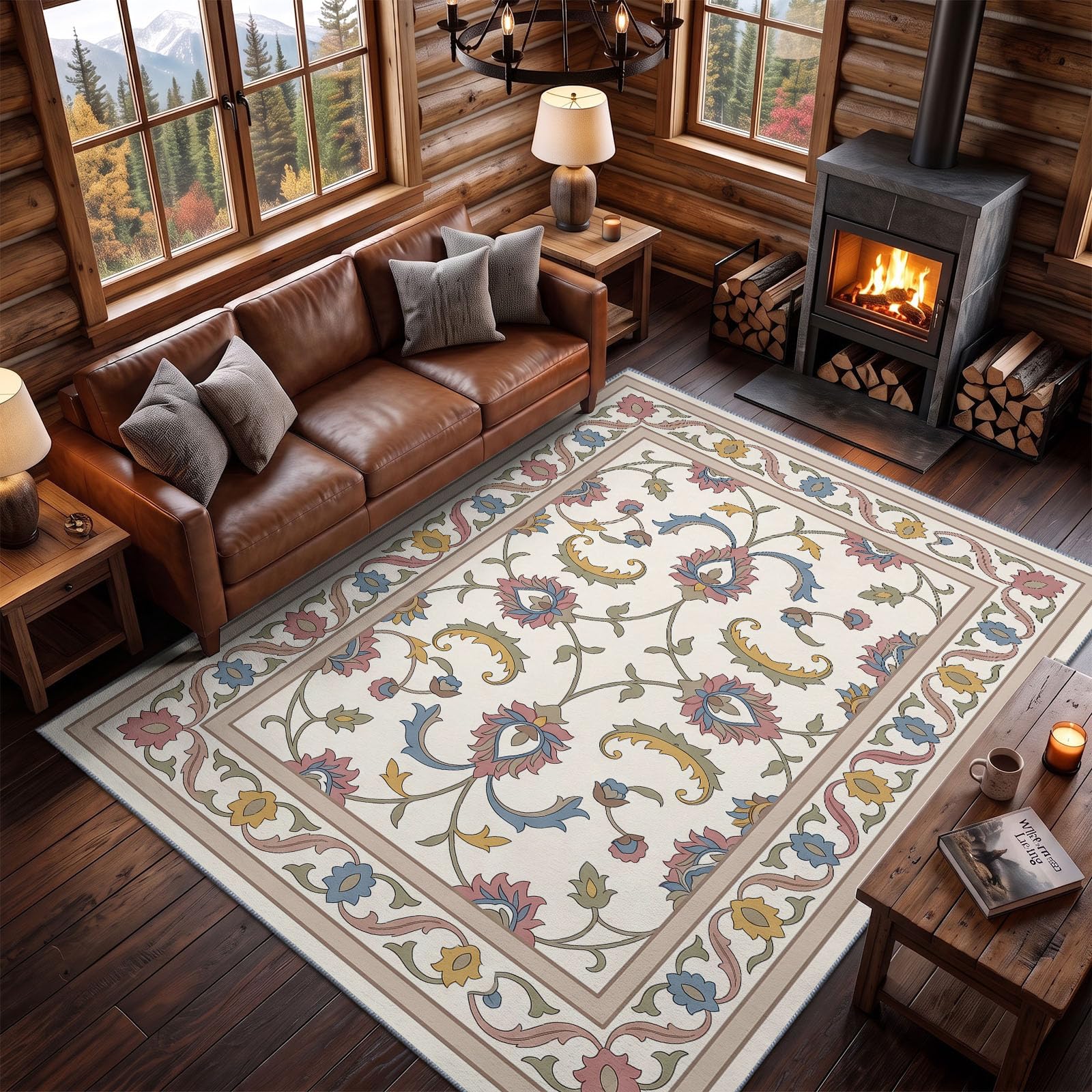 Dywan do salonu, 60 x 110 cm, różowy, nadaje się do prania, w stylu boho, tradycyjny, antypoślizgowy, miękki, zmywalny dywan do salonu, sypialni, jadalni, biura, niskie runo, paisley, kwiatowy paisley