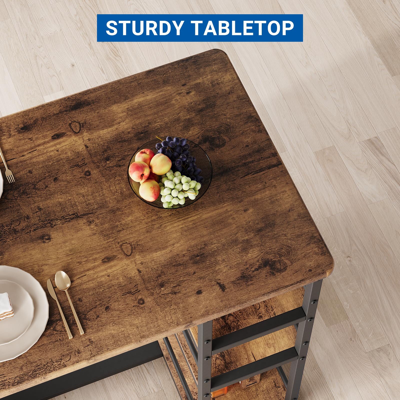 Juego de barra de desayuno compacta de 3 piezas para espacios pequeños, incluye mesa de almacenamiento y 2 taburetes de piel sintética con respaldo alto, acabado negro para cocinas modernas
