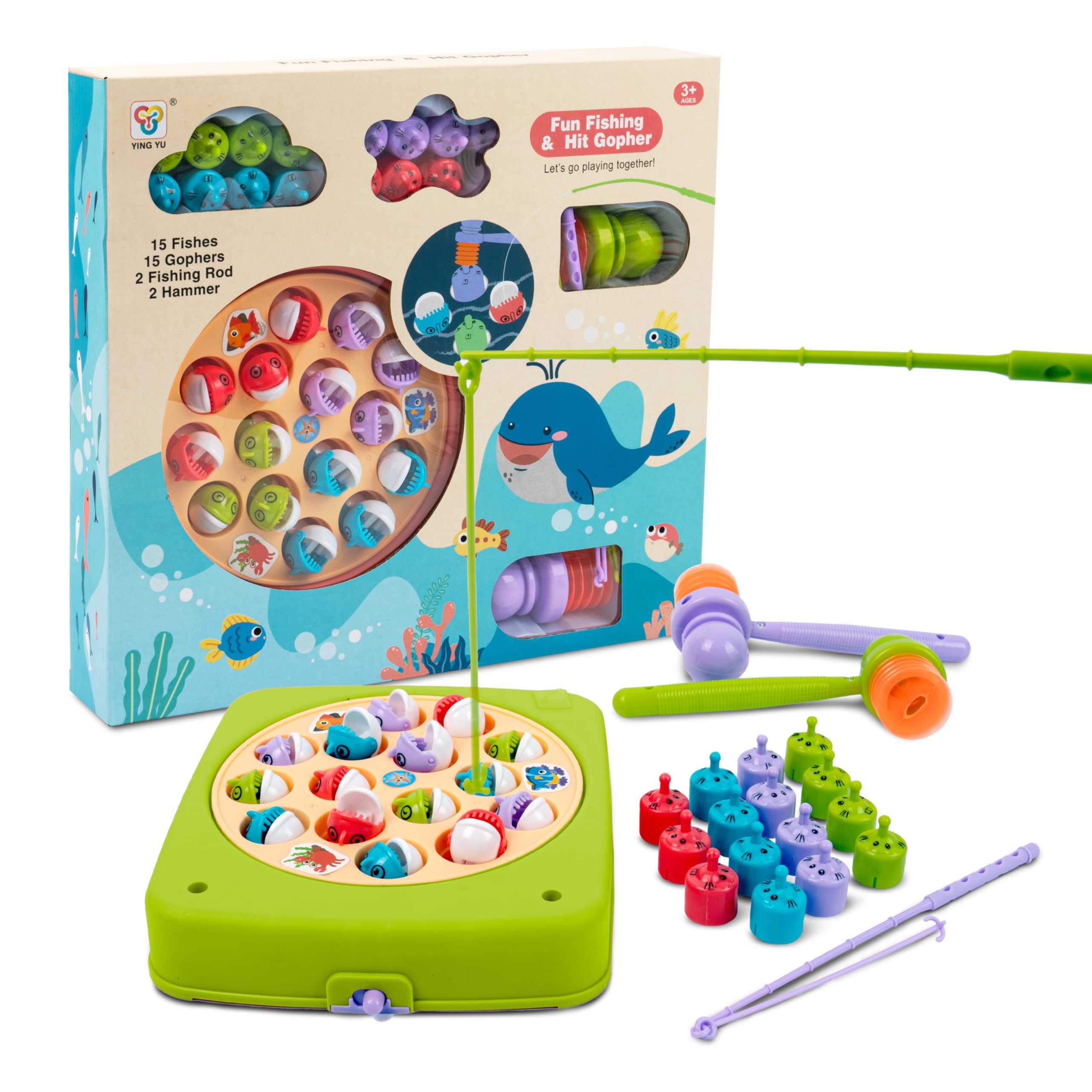 Bambibo Fishing Game For Kids Green, Electronic Fishing Game Set Hit  Gopher Catch A Fish Toy Magnetic Fish Set With Music Fun Fishing Game  Toy