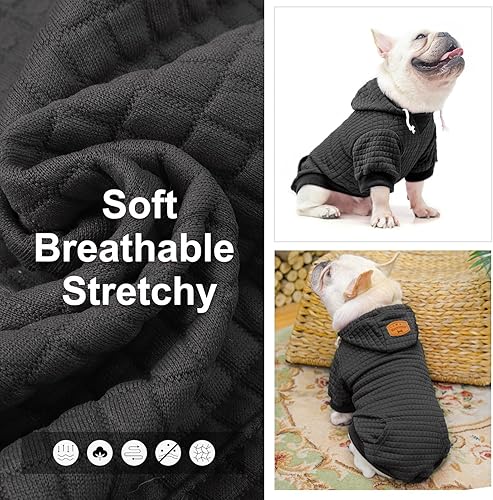 Vista 147 de BEAUTYZOO Suéter con capucha para perros pequeños y medianos con bolsillos, ropa para perros pequeños y medianos, abrigos de algodón laminado