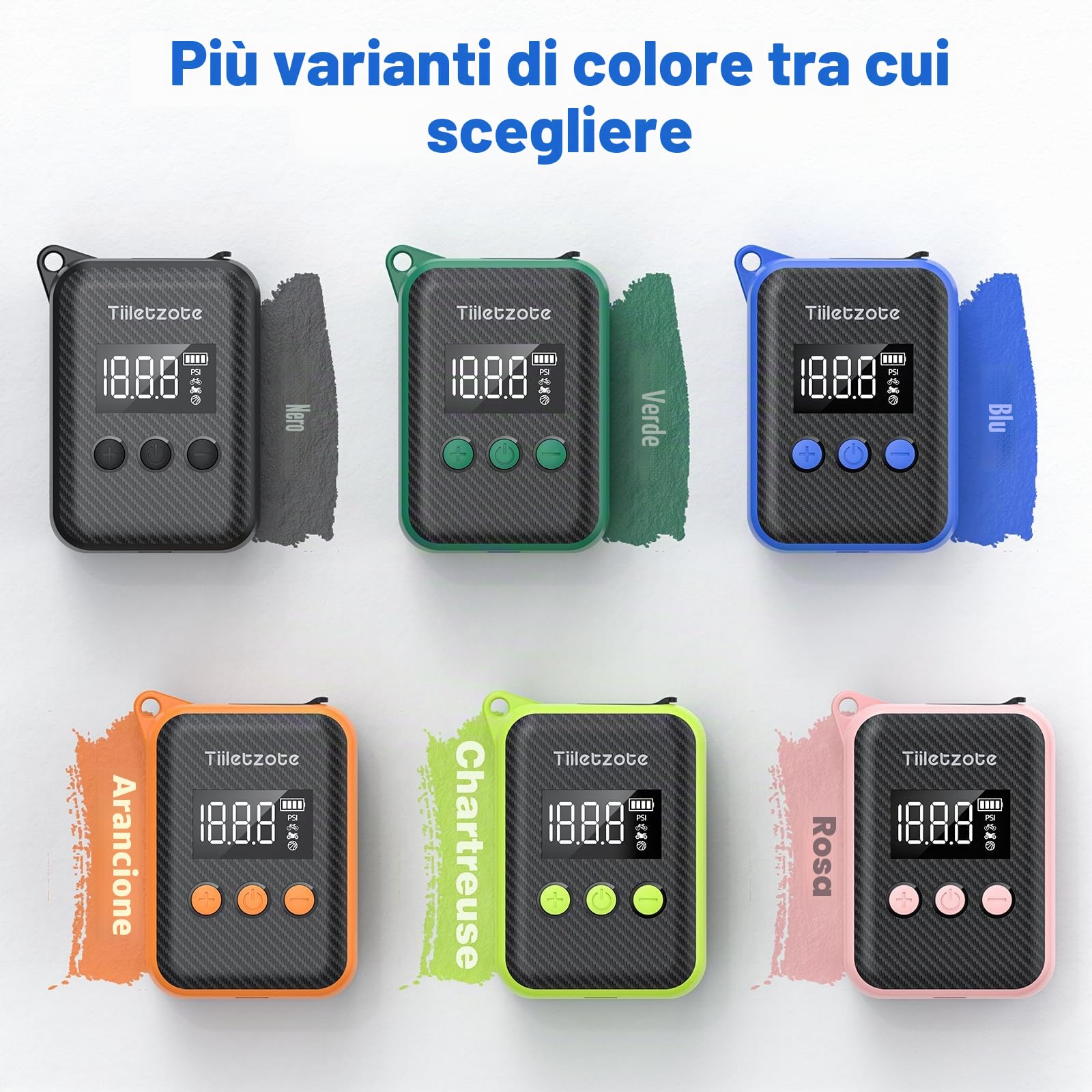 Mini pompa elettrica Bike Pump ricaricabile per bicicletta, 130 PSI, portatile con manometro, spegnimento automatico, adatta per mountain bike, bici da strada e city bike