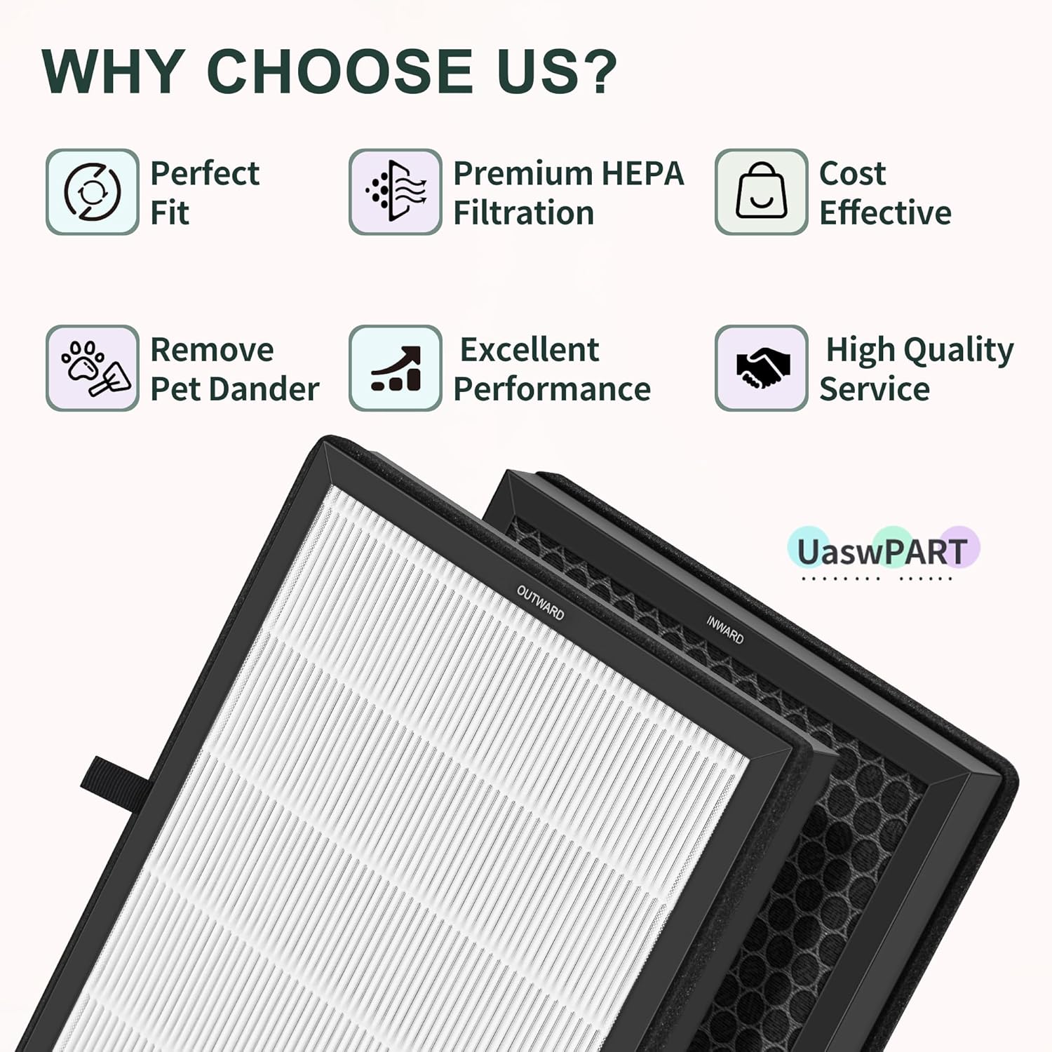 E-200 Air Filter Compatible with LUNINO E-200 Air Puri-Fier Filter Replacement, 3-in-1 Filtration System with HEPA and Activate Carbon for Home Large Room up to 1740sq.ft, 4-Pack - Image 3