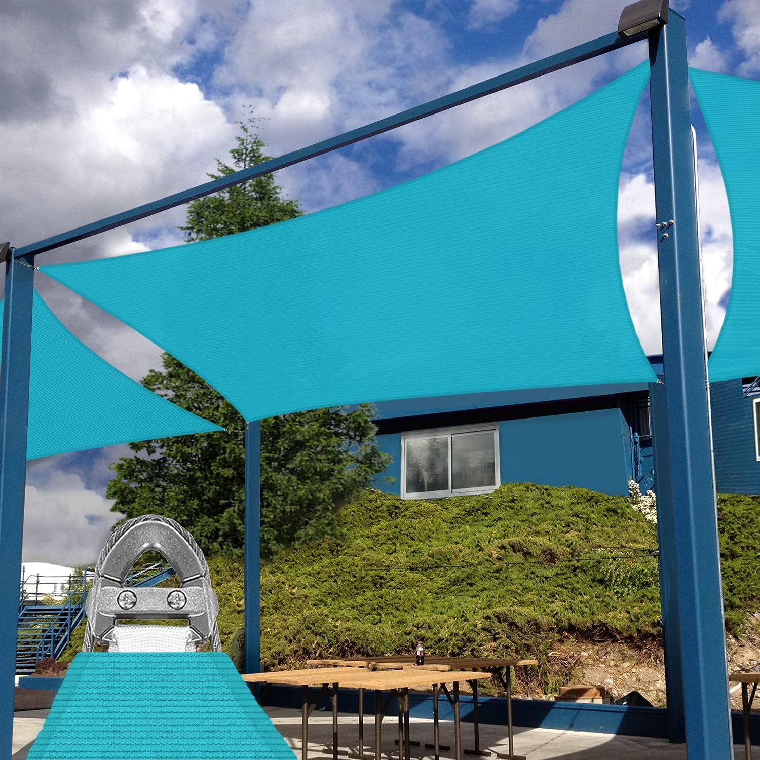 Patio Paradise 20' x 24' Shade Sail Rectangle Sun Canopy with Super A-Ring, UV Block Shade Fabric Heavy Duty Customized Patio Cover for Deck Backyard Outdoor, Commercial Grade, Turquoise