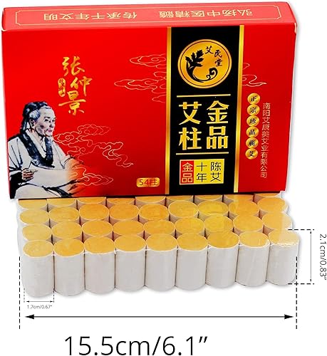 Vista 2 de 10 años Pureza 60:1 Ratio Puro Moxibustión Rollos 54 piezas/caja, parches de moxibustión, hojas de ajenjo natural, pasta adhesiva de moxa, 12 piezas