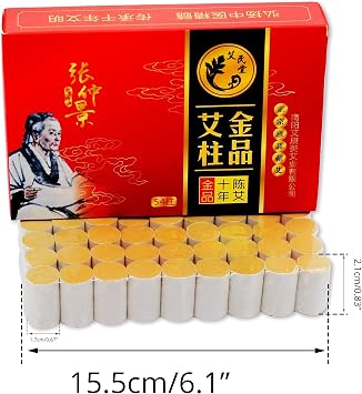 10-Years Purity 60:1 Ratio Pure Moxibustion Sticks Rolls 54pcs/Box, Moxibustion Patches Nature Wormwood Leaf Moxa Sticker Paste 12pcs
