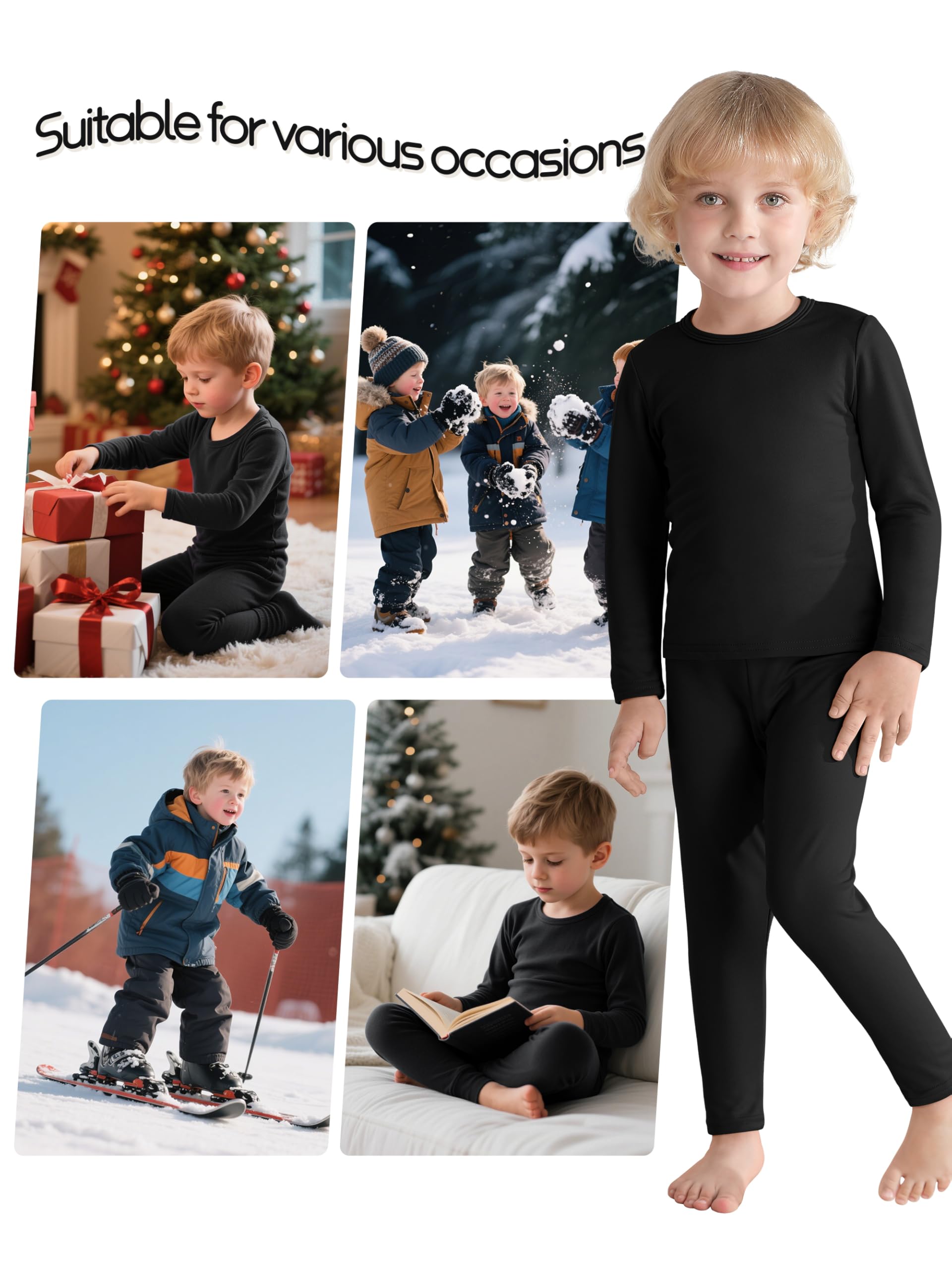 VZV 2T-6Y - Conjunto de ropa interior térmica para niños pequeños, capa