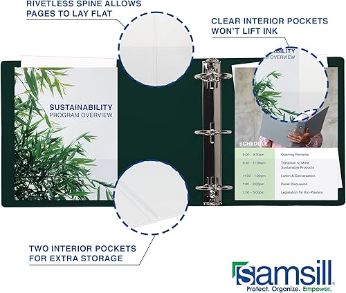 Vista 86 de Samsill Carpeta duradera de 1.5 pulgadas, fabricada en los Estados Unidos, carpeta de anillos en D, carpeta transparente personalizable, surtido