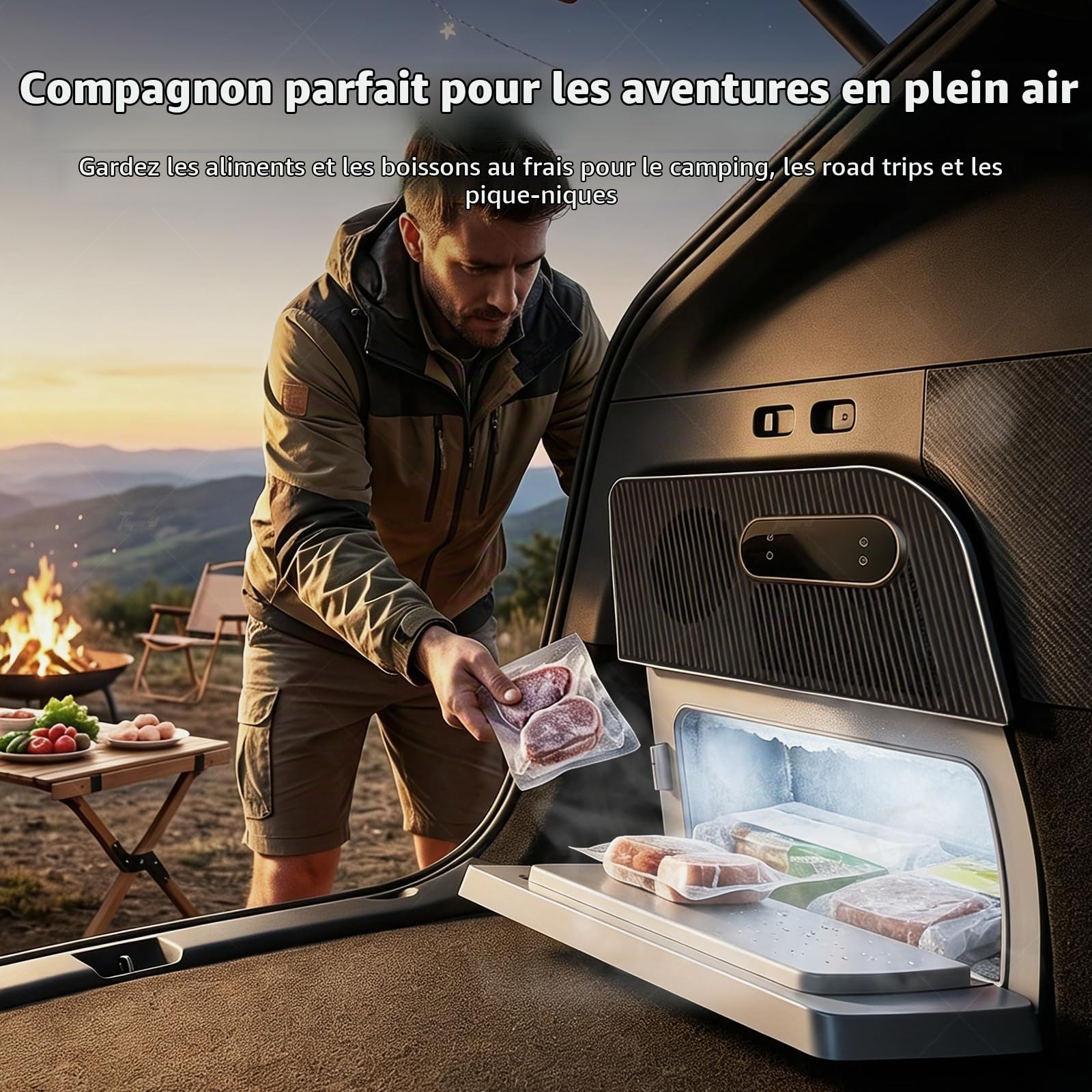 Tlyard Réfrigérateur de voiture Tesla Model Y, refroidissement de -5,6 °C, refroidissement AI 3 modes, consommation d'énergie ultra faible de 0,5 kWh, facile à installer, parfait pour refroidisseur