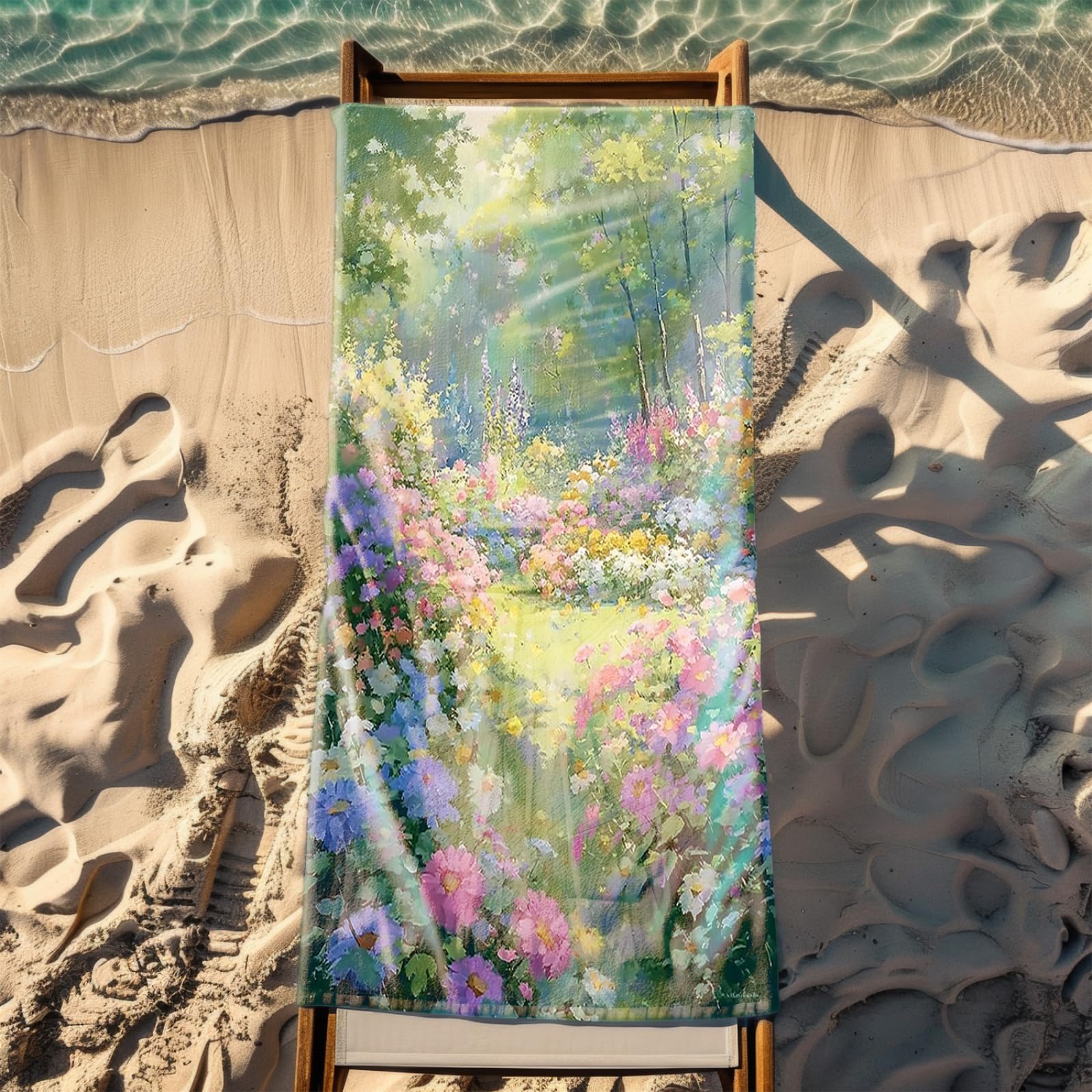 Telo Mare Microfibra 210x230 Fiore Blu Rosa Telo Spiaggia Grande Antisabbia,XXL Asciugamano Mare, Asciugatura Rapida, Stuoia Spiaggia Leggero E Portatile