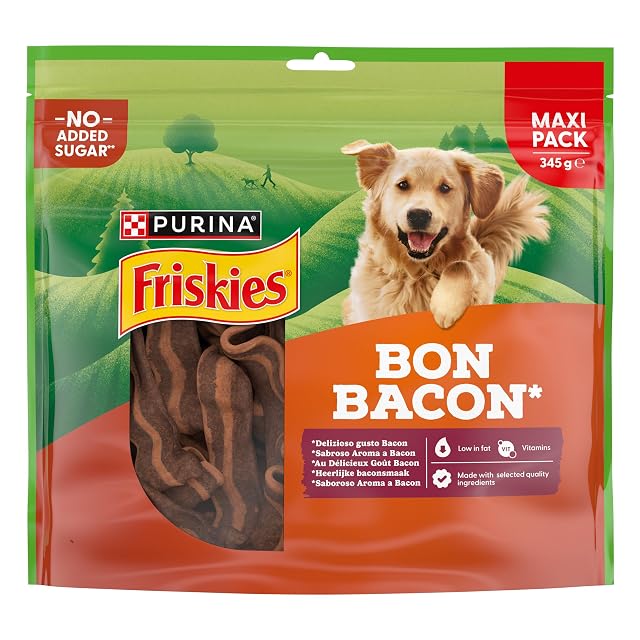 Purina Friskies Bon Bacon, Snacks, premios, chuches para perros, 5 Maxipacks de 345g