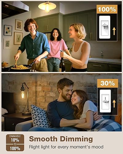 Miniatura 4 de Bombillas LED Edison de 60 W regulables, bombilla vintage E26 blanca suave, 2700 K, ST58, estilo antiguo, 60 W, base media, 6 W, 700 lúmenes, 120 V,