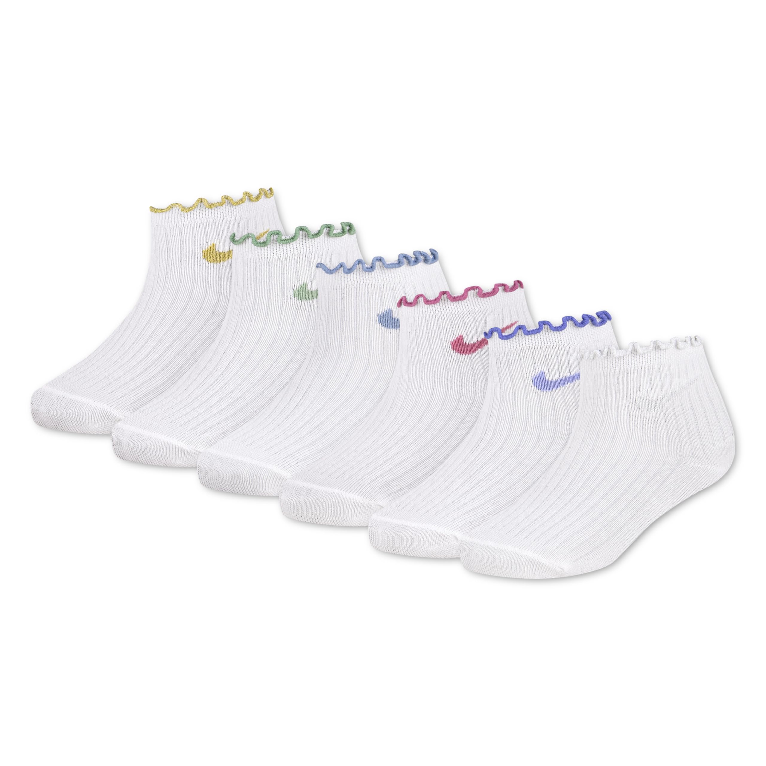 Nike - Kids Socks - 6-Pack - Ankle - White - Size 5-7Y