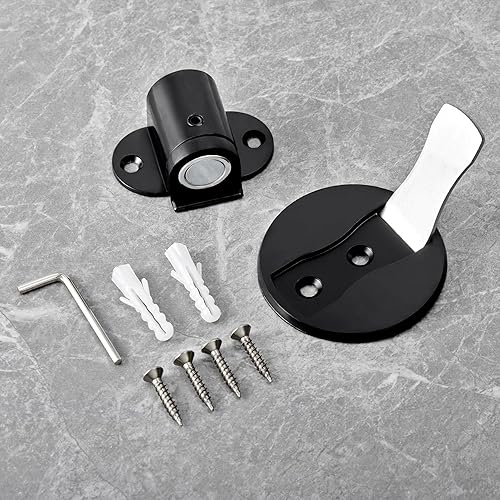 Miniatura 4 de Tope de puerta negro para montaje en suelo, tope de puerta magnético invisible ajustable en altura, cierre de puerta para parte inferior de la